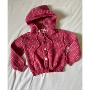 VINTAGE - Piccolo Pink polka Dot Button Cardigan - Size -8 Months